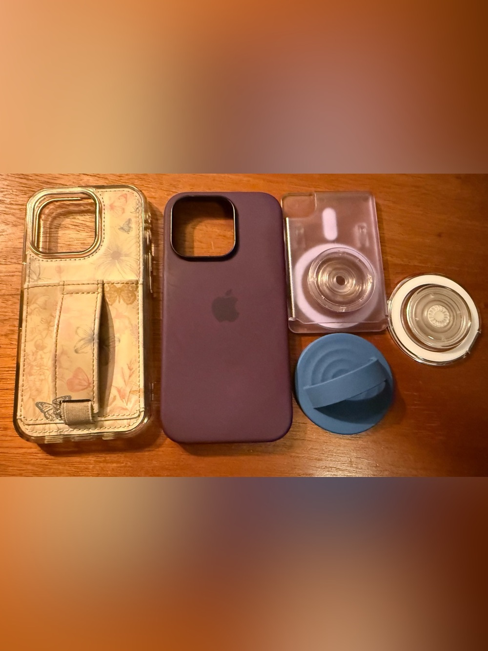 iphone16 Pro Walli case, Apple OEM MagSafe case + Popsockets + silicone ring EUC